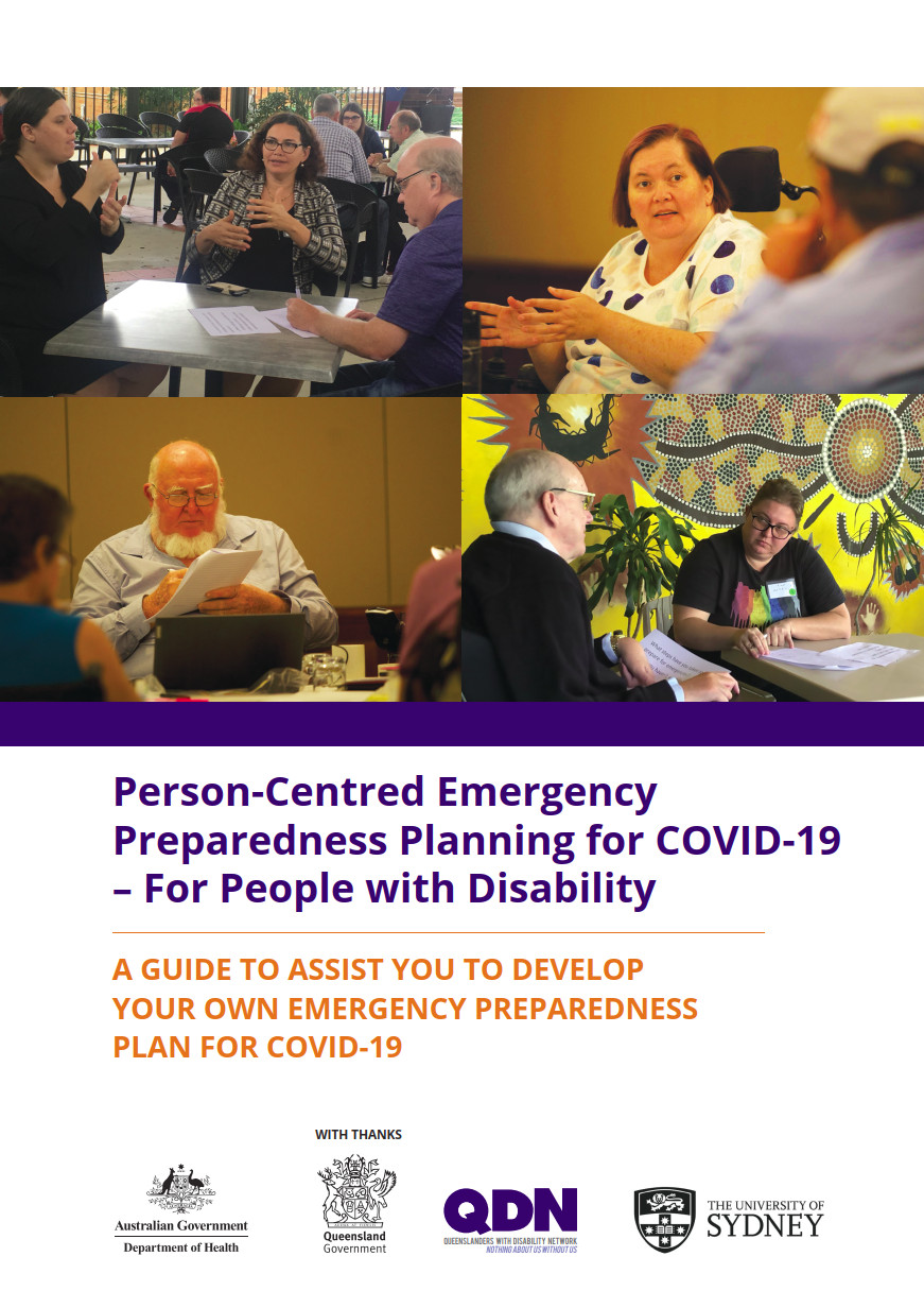 Front cover of national planning guide for COVID-19 for people with disability